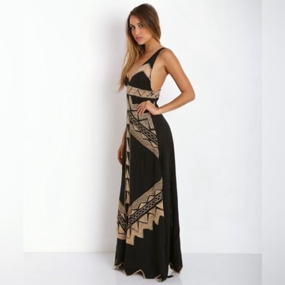 NWOT RARE Jen’s Pirate Booty x Free People Black Embroidered Maxi Dress - Picture 3 of 12